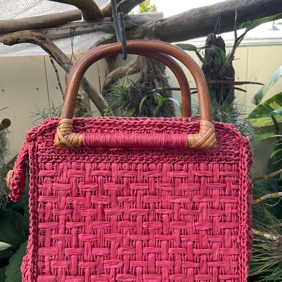 VTG Fossil Small Red Wicker Woven Red Purse - Picture 3 of 8